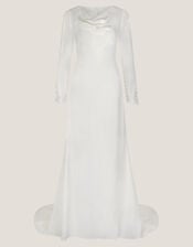 Aleah Long Sleeve Cowl Lace Wedding Dress, Ivory (IVORY), large