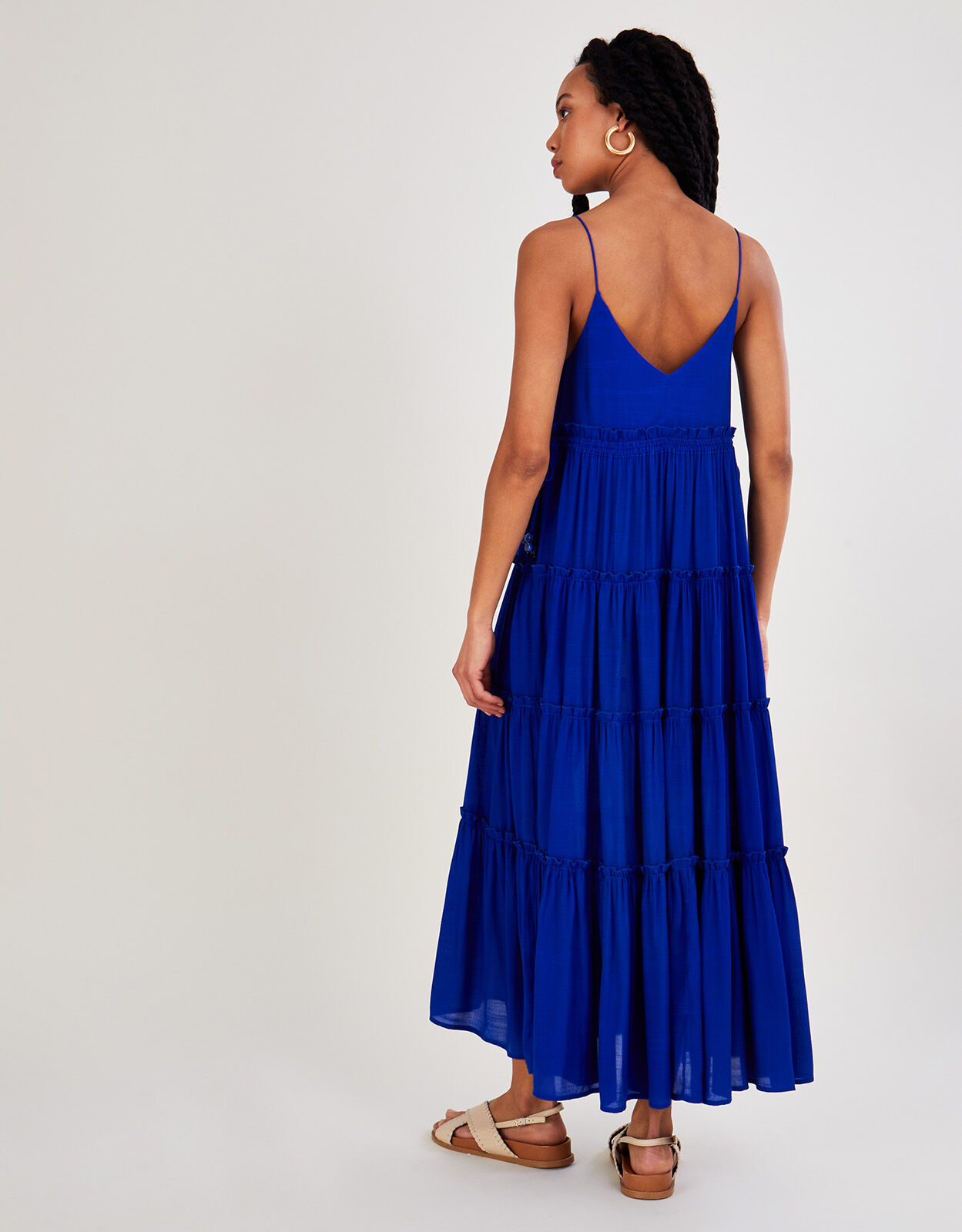 Premium Cami Maxi Tiered Dress Blue 
