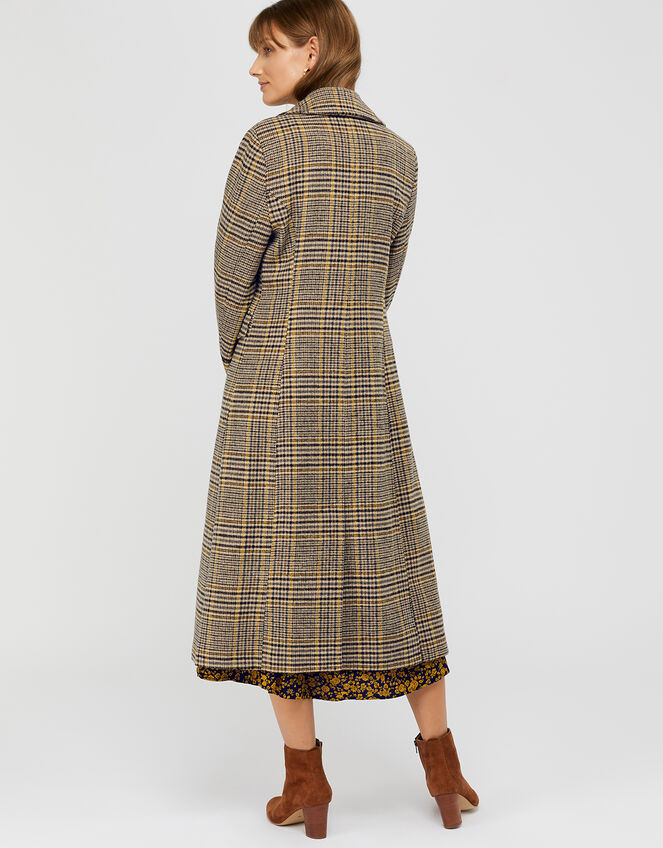 Anika Check Maxi Coat, Yellow (YELLOW), large