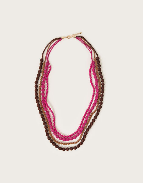 Multi Fabric Bead Necklace, , large