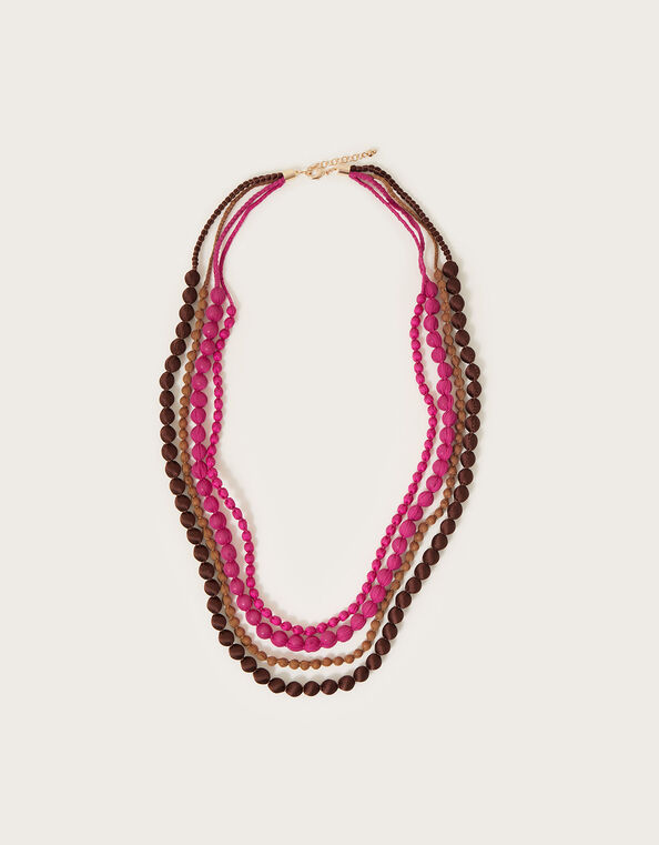Multi Fabric Bead Necklace, , large