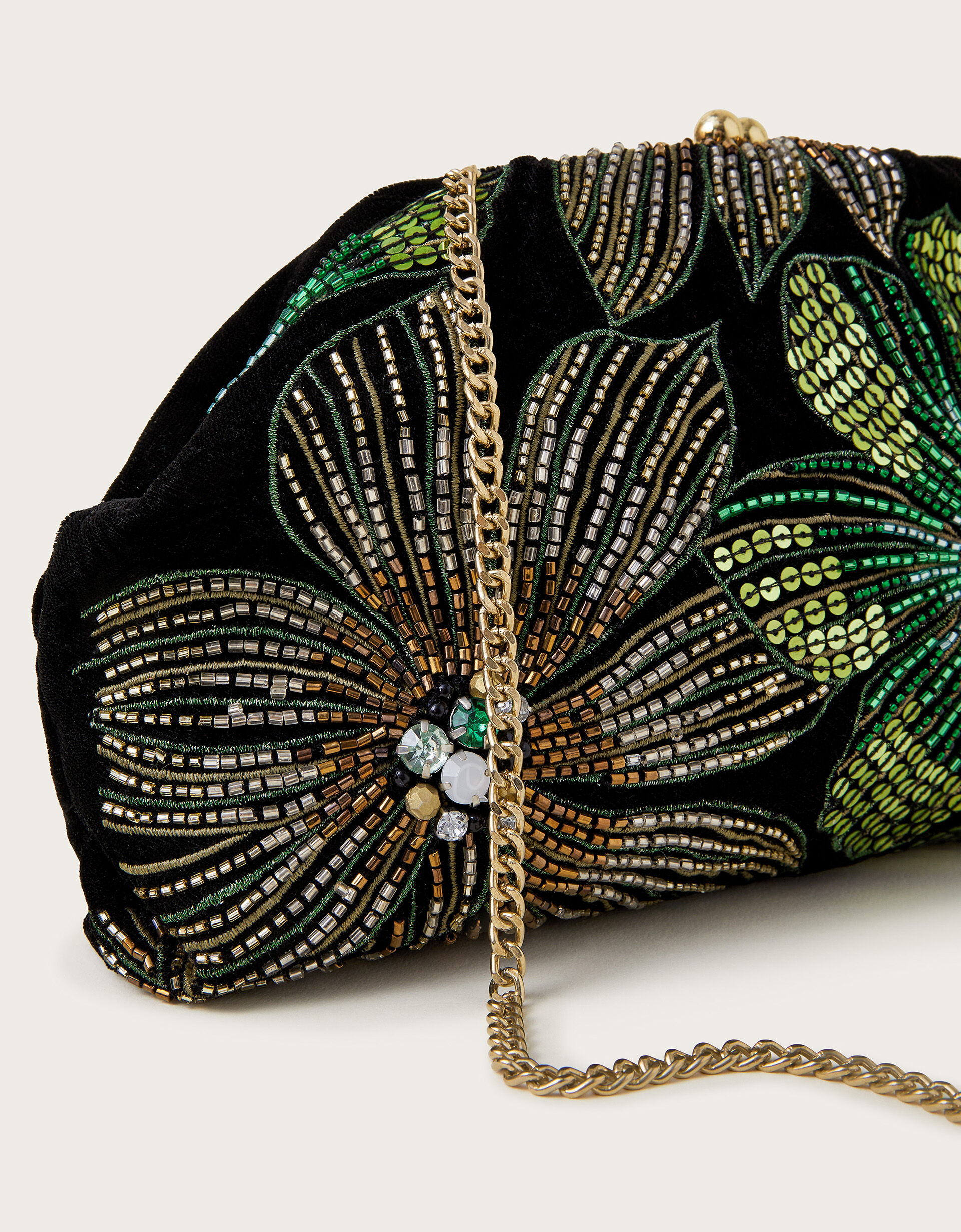 Fern Floral Embellished Clutch Bag Bags Purses Monsoon Global
