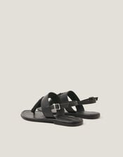 Cali Tassel Leather Sandals, Black (BLACK), large