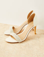 Beaded Peep-Toe Bridal Heels, Ivory (IVORY), large
