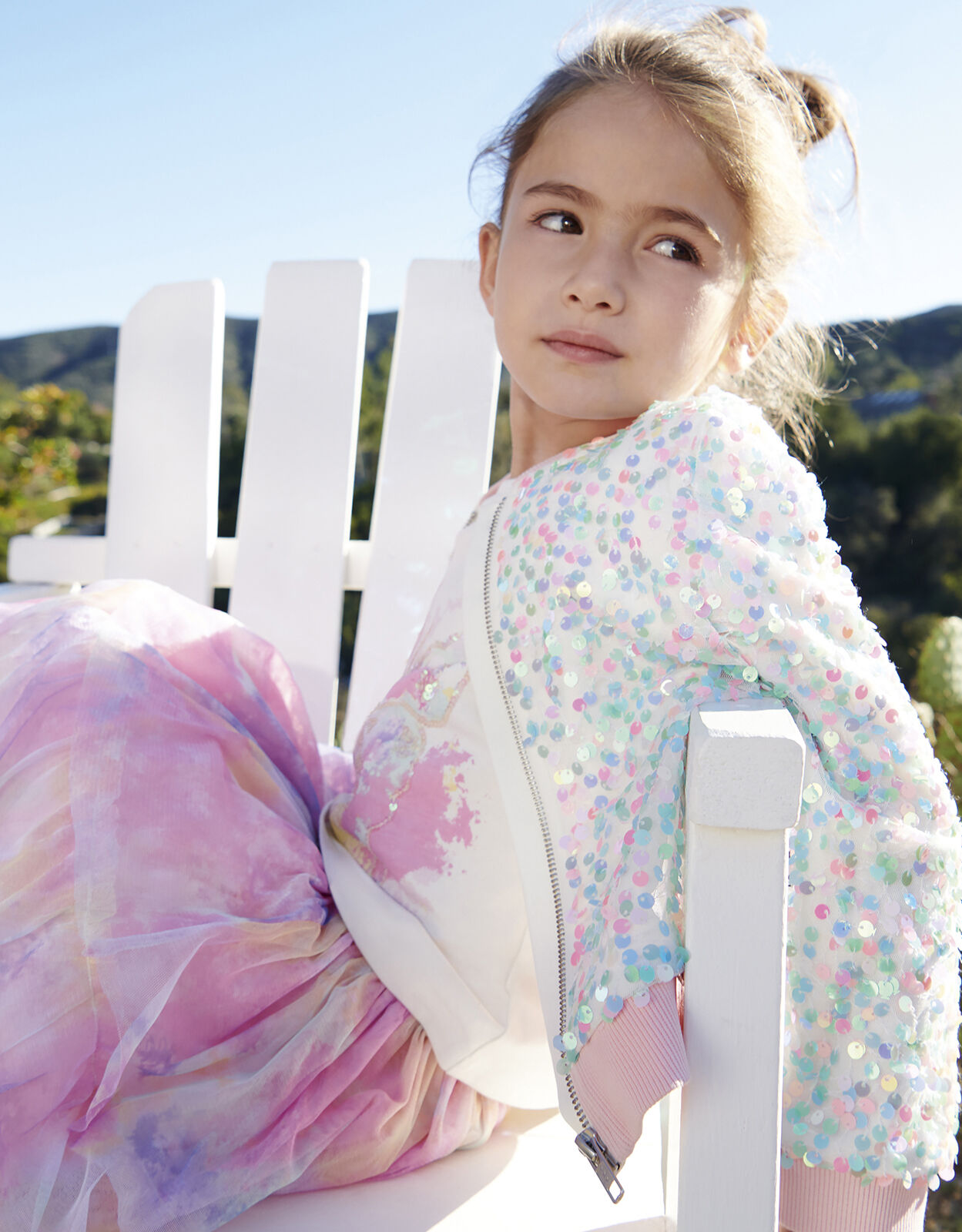 Iridescent Sequin Bomber Jacket Pink Girls Cardigans Monsoon Global