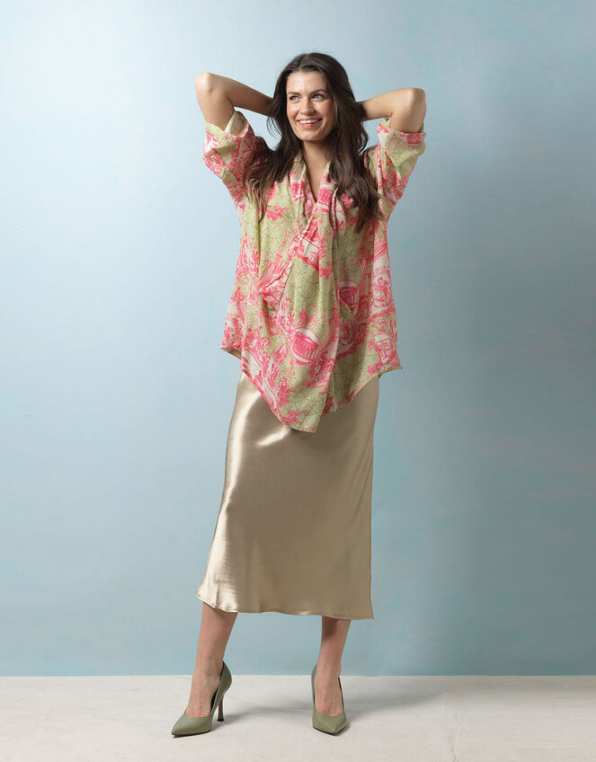 One Hundred Stars Ancient Columns Print Rachel Blouse, Pink (PINK), large