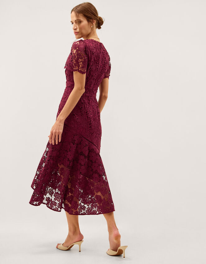 Gia Cutwork Lace Midi Dress Red | Evening Dresses | Monsoon US.