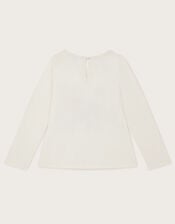 Horse Print Long Sleeve T-Shirt, Ivory (IVORY), large