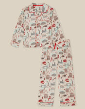 London Print Long Pyjamas Set, Cream (CREAM), large