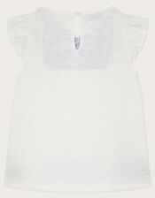 Embroidered Yoke Tunic Top, White (WHITE), large