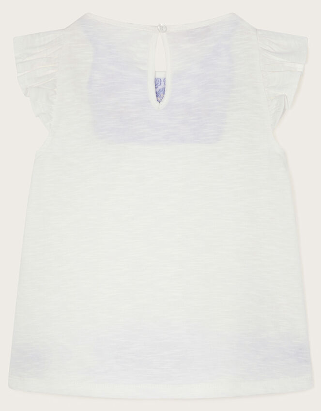 Embroidered Yoke Tunic Top, White (WHITE), large