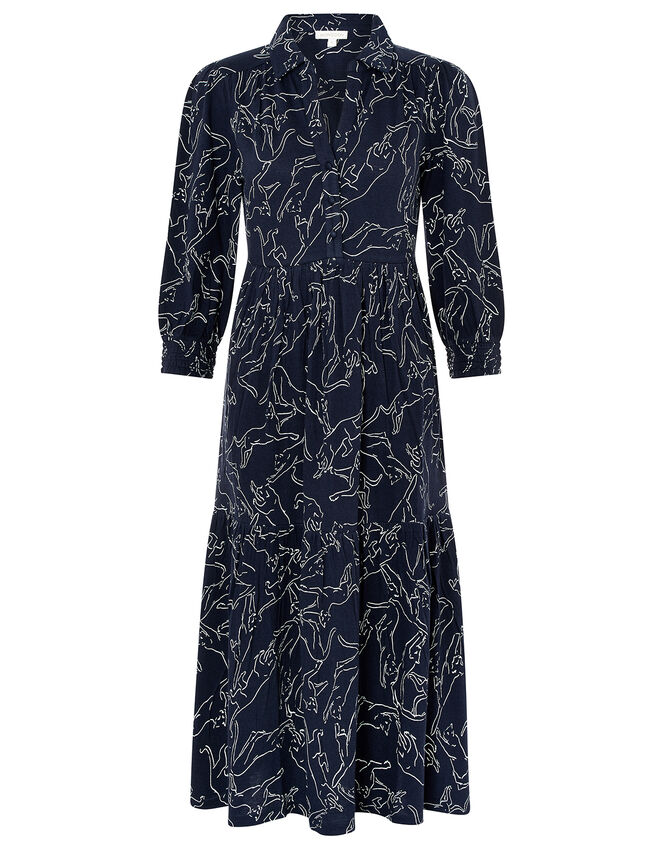 Reema Tiger Print Jersey Shirt Dress, Blue (NAVY), large