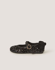 Sequin Mary Jane Ballet Flats, Black (BLACK), large