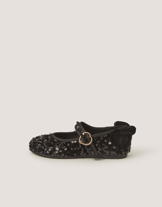 Sequin Mary Jane Ballet Flats, Black (BLACK), large