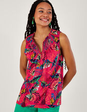 Flavia Feather Print Sleeveless Top in LENZING™ ECOVERO™, Red (RED), large
