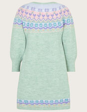 Fair Isle Knit Dress, Green (MINT), large