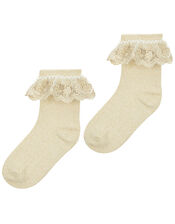 Lace Frill Sock Multipack, Gold (GOLD), large