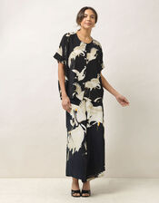 One Hundred Stars Stork Print Top, Black (BLACK), large