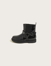 Dazzle Diamante Strap Boots, Black (BLACK), large