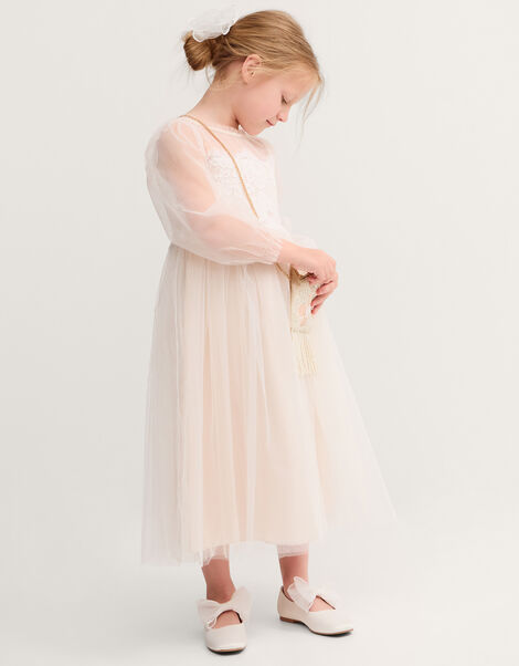 Paige Lace Party Dress, White (WARM IVORY), large