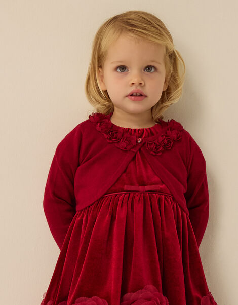 Baby Ottilie Appliqu&eacute; Rose Cardigan, Red (RED), large