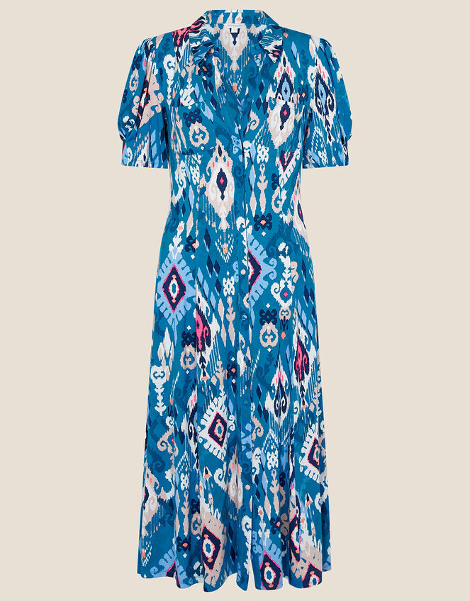 Darella Ikat Print Dress with LENZING™ ECOVERO™, Blue (BLUE), large