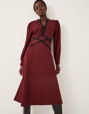 Julia Jersey Midi Dress, Red (BURGUNDY), large