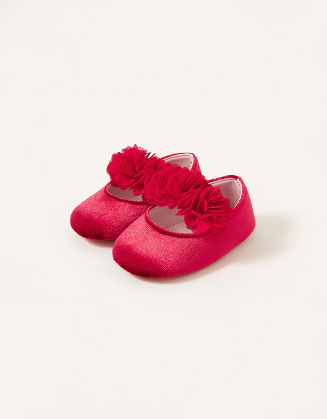 Corsage Velvet Booties, Red (RED), large