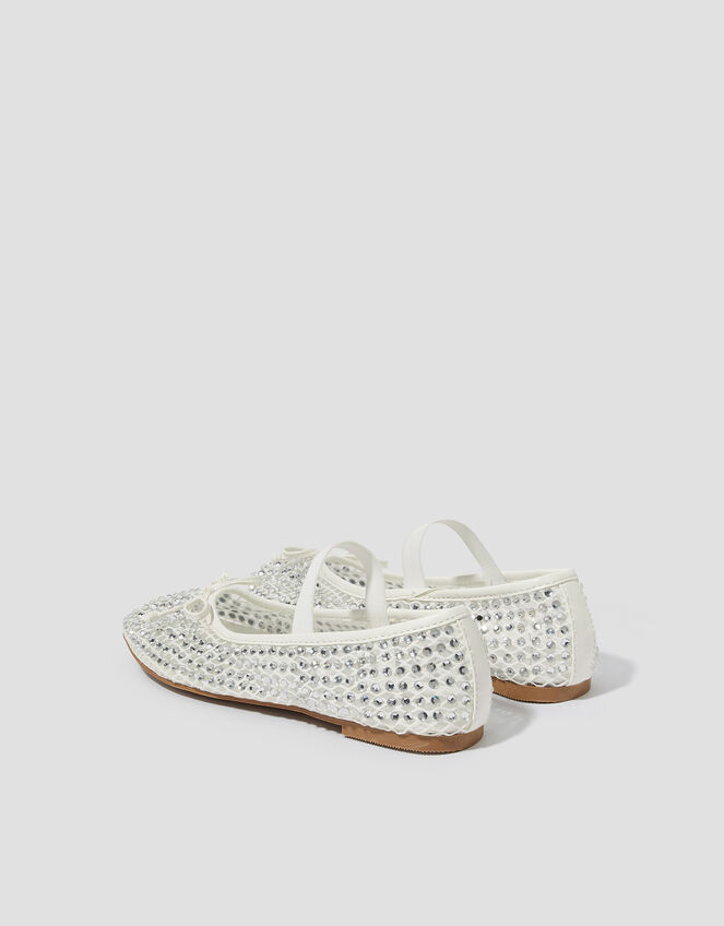 Adia Diamante Mesh Ballet Flats, Ivory (IVORY), large