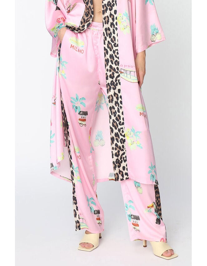 Crās Hawaii Printed Leopard Side-Stripe Trousers, Pink (PINK), large