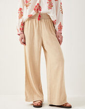 East Stephanie Crinkled Cotton Trousers, Natural (ECRU), large