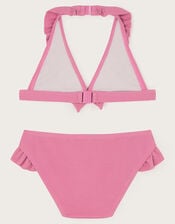 Seersucker Bow Ruffle Bikini Set, Pink (PINK), large