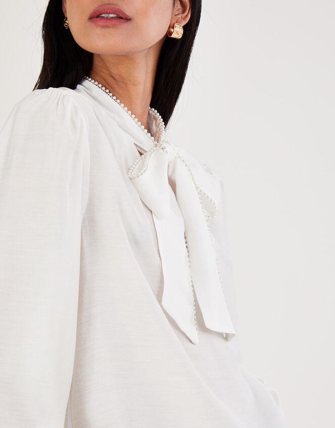 Polly Pussybow Blouse , Ivory (IVORY), large
