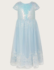 Annelise Sequin Net Dress, Blue (PALE BLUE), large