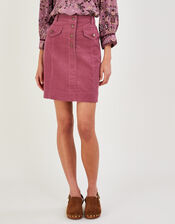 Cord Plain Short Skirt, Pink (PINK), large