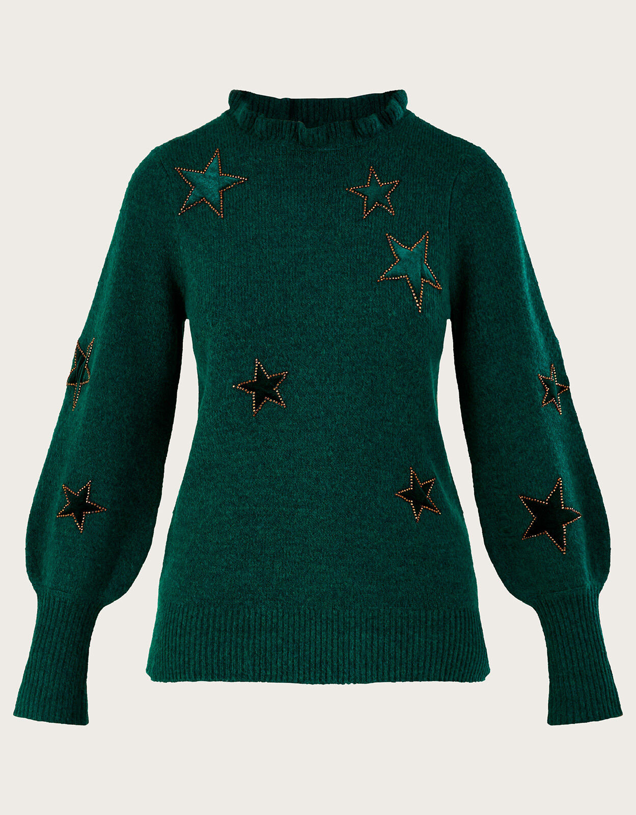 Velvet Star Jumper with Recycled Polyester Green