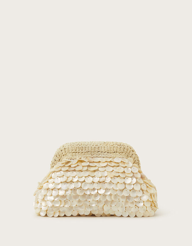 Hand-Beaded Shell Clutch, , large