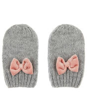 Baby Ellie Bow Knit Mittens, Grey (GREY), large