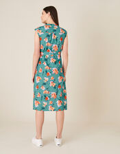 Floral Print Jersey Shirt Dress, Blue (BLUE), large