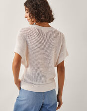Sybil Slouchy Crochet T-Shirt , Ivory (IVORY), large