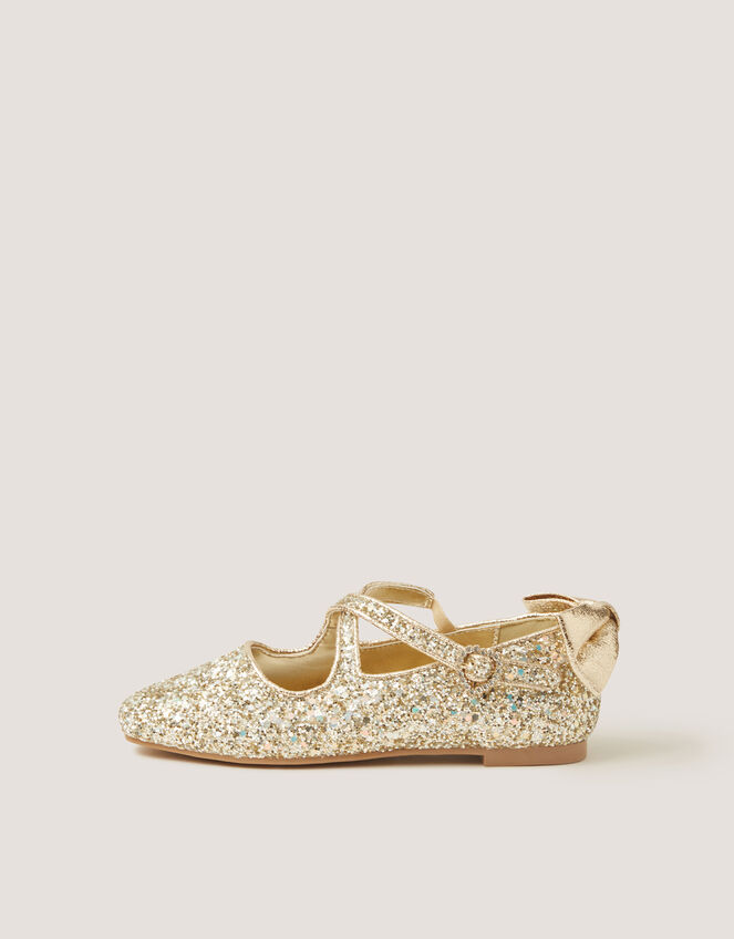 Glitter Mary Jane Ballet Flats, Gold (GOLD), large