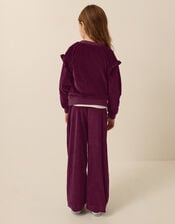 Bow Embellished Velour Trousers, Brown (BROWN), large