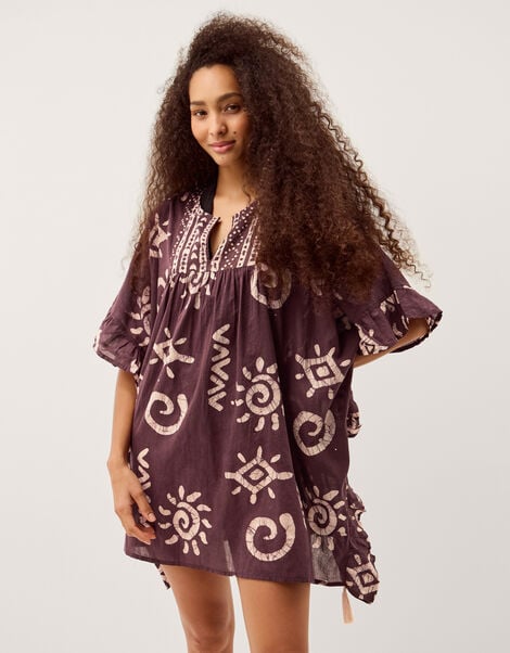 Mafalda Print Ruffle Mini Kaftan, , large