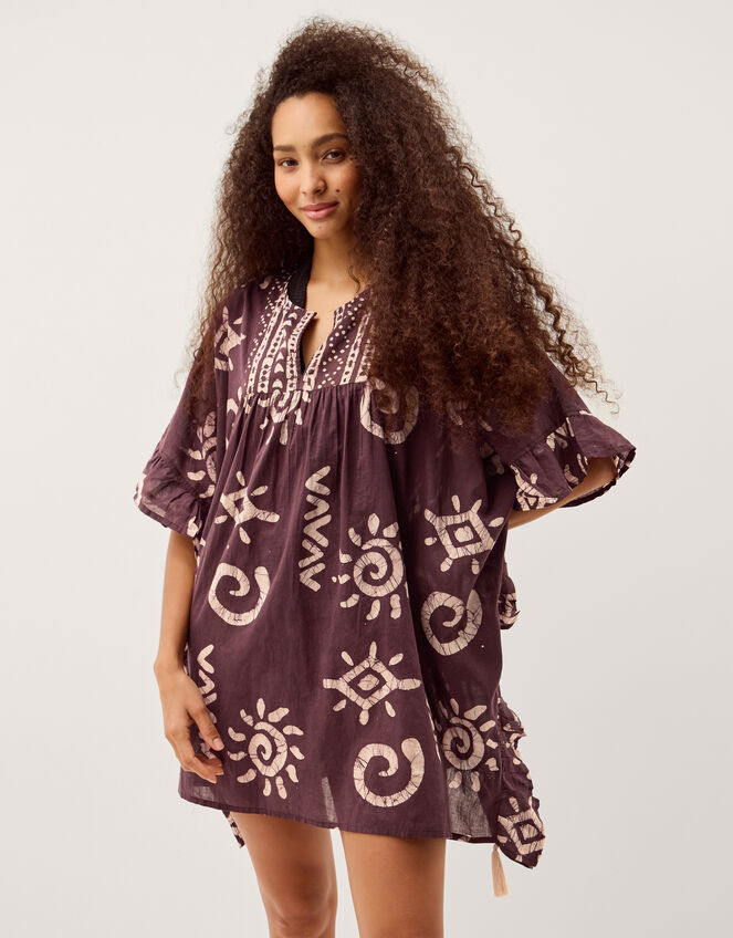 Mafalda Print Ruffle Mini Kaftan, , large