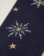 Embroidered Snowflake Leggings, Blue (NAVY), large