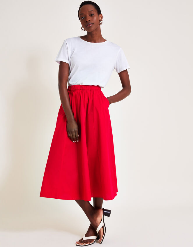 Rachel Poplin Skirt, Red (RED), large