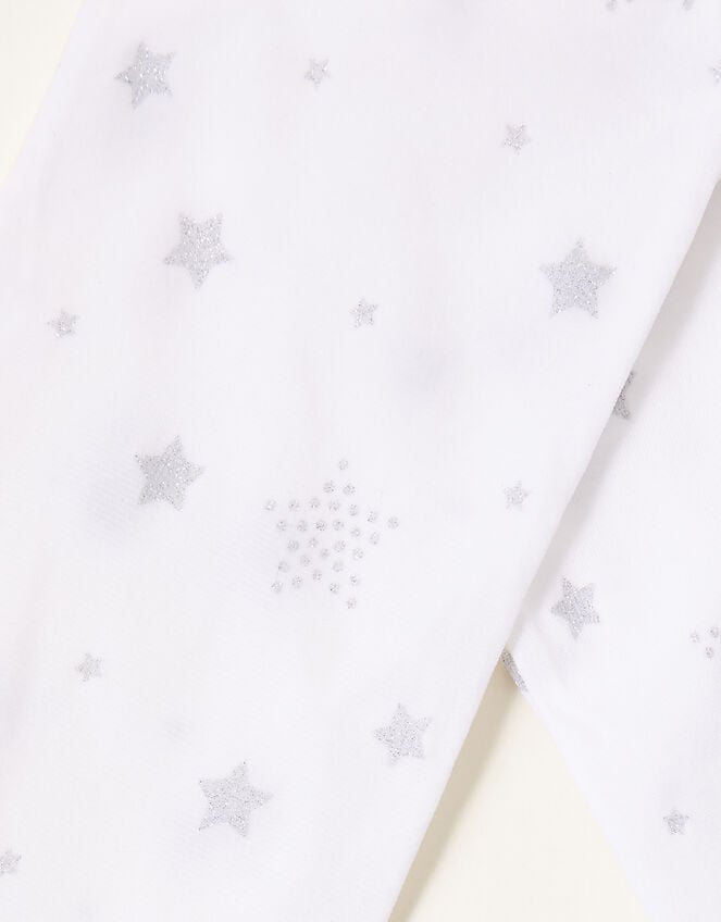 Glitter Star Tights, Silver (SILVER), large