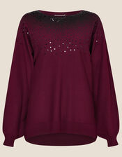 Sequin Scatter Jumper, Red (BERRY), large