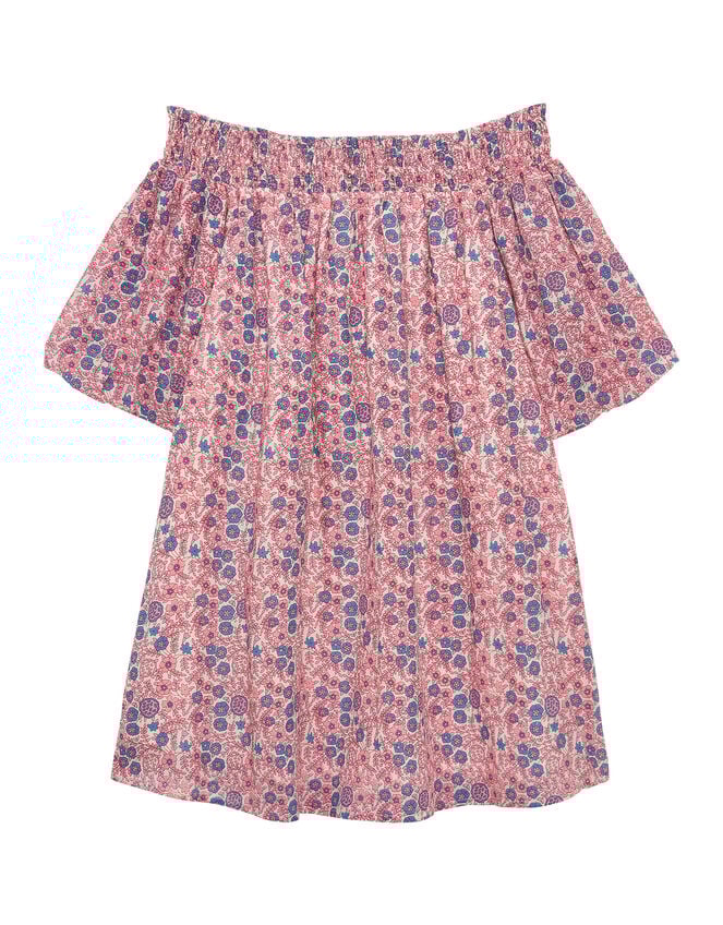 Petite Mendigote Fannie Off-The-Shoulder Floral Mini Dress, Pink (PINK), large