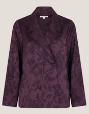 Rory Floral Satin Blazer, Purple (PURPLE), large
